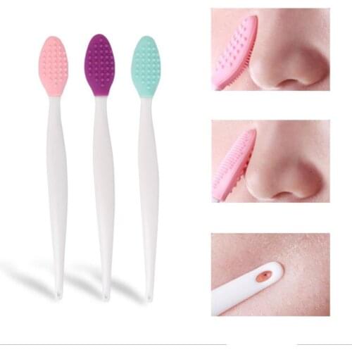 Mini Silicone Face Cleansing Brush Wash Nose Blackhead Acne Removal Facial Clean Massage Double Side Brush Beauty Skin Care Tool