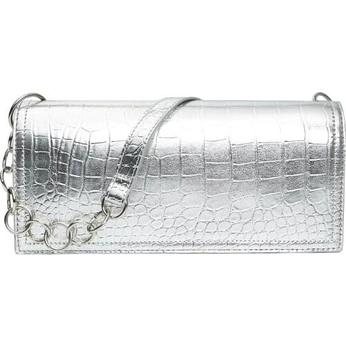 2020 Silver Mini Bag Fashion Crocodile Pattern Handbag Chain Shoulder Bag Designer Underarm Bags For Women Borsa a tracolla