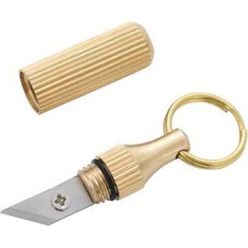 1pc Brass Capsule Mini Knife Multifunctional EDC Tools Portable Key Chain Decor Outdoor Survival Open Cans Peel Fruits Gifts