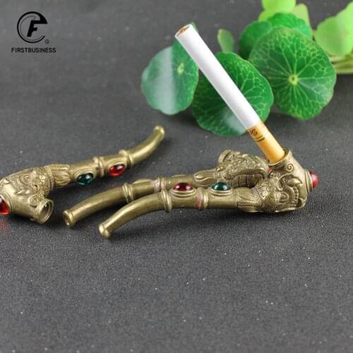 Fashion Copper Dragon Smoke Metal Pipes Portable Creative Smoking Pipe Herb Tobacco Pipe Smoke Men Cigarette Holder Mouthpiece