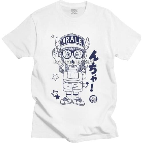 Dr Slump Manga Men T Shirt 100% Cotton Tee Robot Arale Tshirts Short Sleeved Graphic Japanese Anime T-shirt Gift