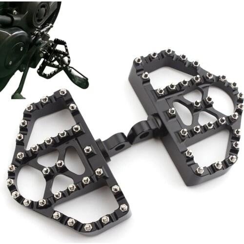 Motorcycle Black MX Offroad Foot Peg Bobber Wide Fat Floorboard Footrest Pedal For Harley Sportster XL Dyna Street VRSC Touring