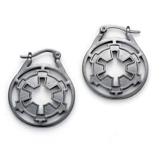 Exaggerated Style Stars Round Black Stud Earrings Womans Movie Drop Earrings Ear Clip