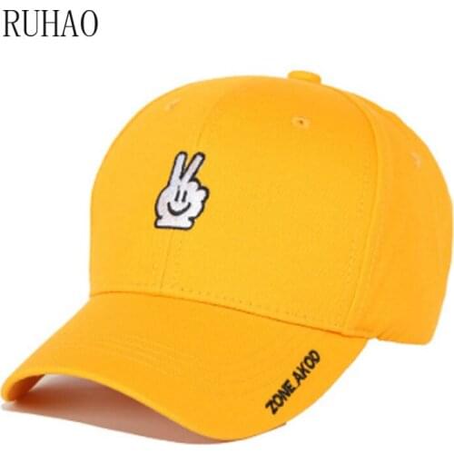 RUHAO Love Gestures Finger Embroidery Golf Cap Women Men Cotton Baseball Cap Unisex Dad Hat Trucker Cap