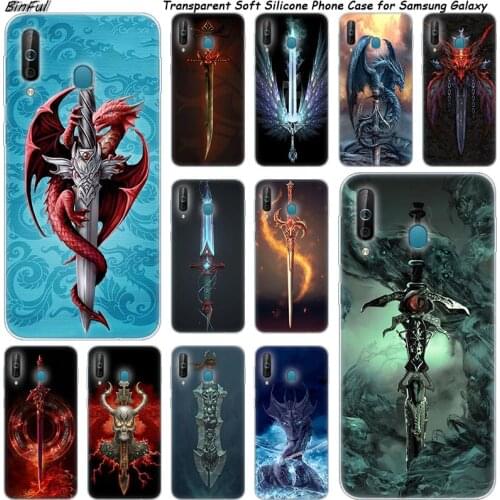 Hot Knives Dragon Ancient weapon Silicone Case For Samsung Galaxy A80 A70 A60 A50 A40 A40S A30 A20 A2CORE M40 Note 10 Plus 9 8 5