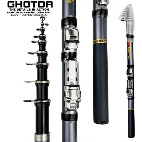 GHOTDA Telescopic Rock Fishing Rod Spinning Fly Carp Feeder Carbon Fiber Pesca 3M 2.7M 2.4M 2.1M 1.8M 1.5M Mini Travel Rod