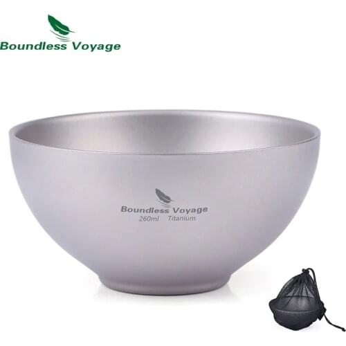 Boundless Voyage Titanium Double-Wall Bowl Outdoor Camping Tableware Only 79.1g