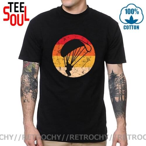 Vintage Paragliding T Shirt Men Retro Paraglider T-Shirt Male Paramotor Parachute Tee Shirt Sky Diving Tshirt Sky Diver Clothing