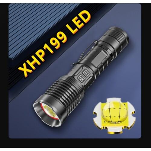 XHP199 9-core Super Powerful LED Flashlight Torch USB XHP70 Zoom Tactical Torch 18650 26650 USB Rechargeable Battey Light 30W