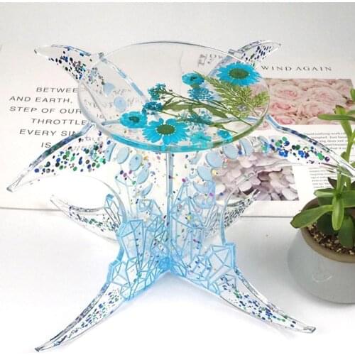1pc Flower Pot Stand Crystal Epoxy Resin Mold Flowerpot Mould Organizer Tool Rack Planter Casting DIY Silicone O9H7