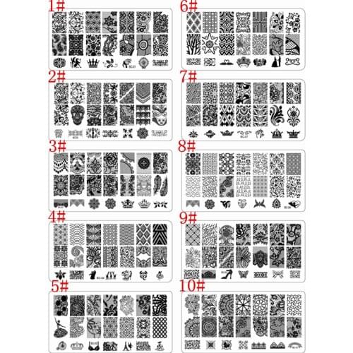 1pc or 10pcs 20 kind Nail Stamping Plates Set Stamper Scraper Nail Art Polish Stamp Plastic Template Manicure Nail Tools Stencil