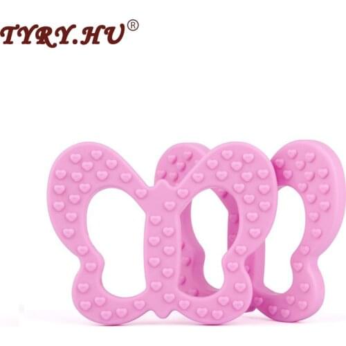 TYRY.HU 1 piece Butterfly Teether Silicone Pendant Baby Shower Teething Toy Gift Pacifier Clip BPA Free Nursing Necklace