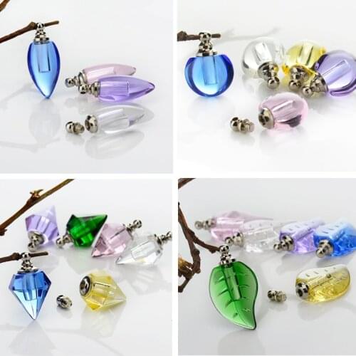 10PCS Crystal Vial Pendants Miniature Perfume Bottle Charms Rice vials Screw Cap Necklace Rice Charms DIY Name on Rice Art