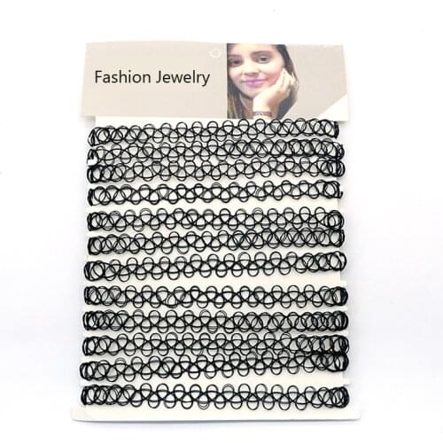 12pcs Gothic Tattoo Choker Necklace Vintage Black Fishing Line Stretch Tattoo Chain Necklace DIY Jewelry Accessories Wholesale
