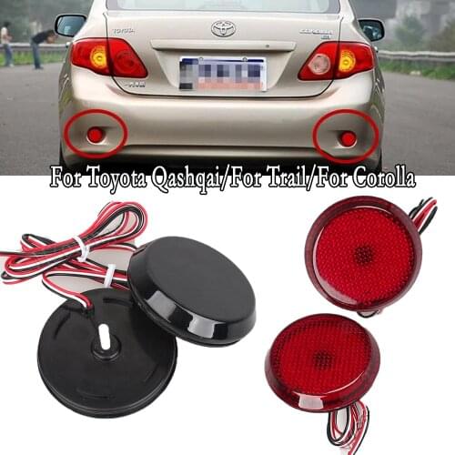 2Pcs Car LED Rear Bumper Reflector Lights For Toyota Qashqai/For Trail/For Corolla 2007-2010 Round Brake Stop Light Warning Lamp
