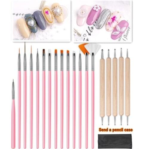 20 Pcs Nail Art Decorations Brush Set Tools Painted Diamond Pen for False Nail Gel Polish Nail Acrylic Accessories Hot Sale