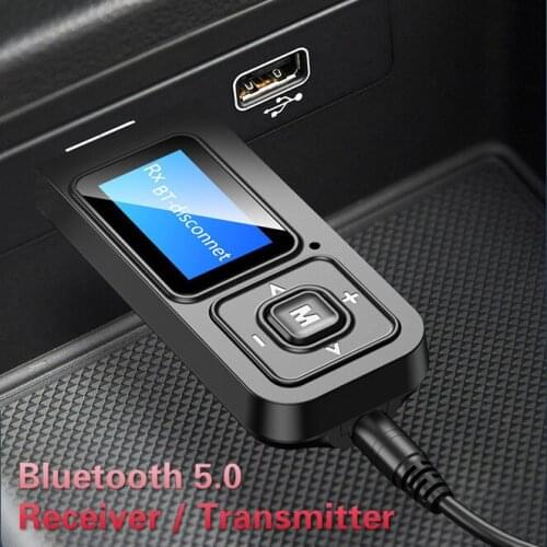 Bluetooth 5.0 Adapter Receiver LCD Display Audio USB Stereo Adapter For TV Car PC AUX Drivefree Plug N Play Adaptador Dropship