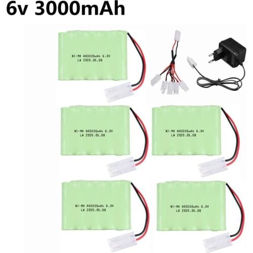 6v 3000mAh Battery and Charger For RC Cars Tanks Truck Gun Boats Robots 6v NiMH Battery Aa 2400mah 6v Rechargeable Battery Pack