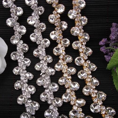 Free Shipping 5 yards Crystal Rhinestone Trim, Rhinestone Applique, Wedding Applique,Rhinestone Chain MALI061