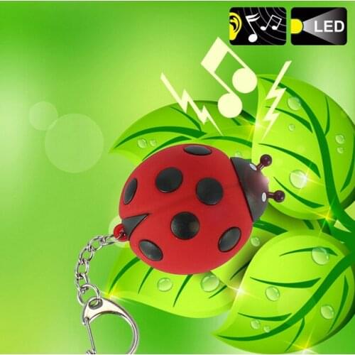 FREE SHIPPING BY DHL 200pcs/lot Plastic Ladybird LED Keychains with Sound Flashlight Keyrings Gift for Kids