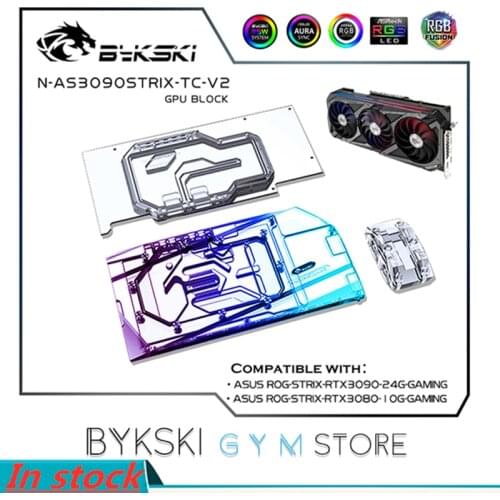 Bykski GPU Active Backplate Block For ASUS RTX3080 3090 STRIX Gaming,PCB Backside Memory(VRAM) Double VGA Cooler AS3090STRIX-TC