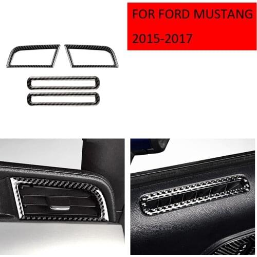 BOOMBLOCK Carbon Fiber Inner Gear Shift Steering Wheel Frame Cover Interior Sticker Trim For Ford Mustang 2015-2017 Accessories