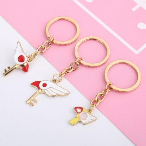 Kawai Anime Cardcaptor Sakura KeyChain Birdhead Star key chains Necklace Cosplay Accessories Adornment Prop