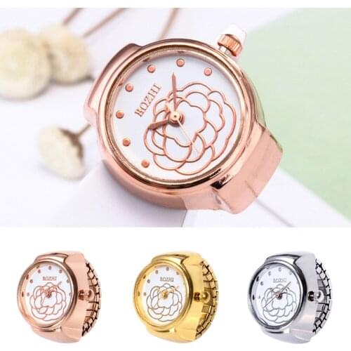 Fashion Rose gold Dial Quartz Analog Watch Creative Steel Cool Elastic Quartz Finger Ring Women Men Unisex Watch Relogio 40Q