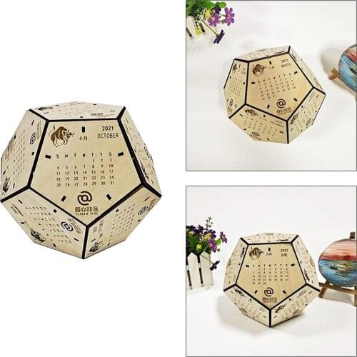 Wooden Desk Calendar Block Month Date Display Decor for Home Offfice Bedroom