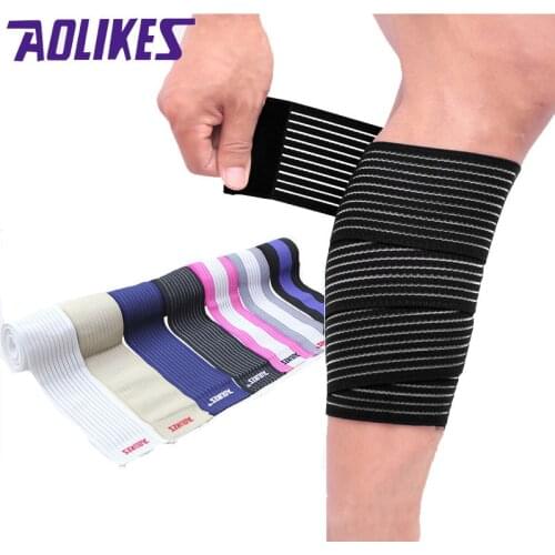1PCS 90*7.5cm Powerlifting Elastic Bandage Leg Compression Calf Knee Support Strap Wraps Band Brace Sports Safety