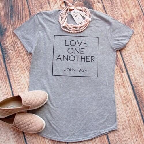 Love One Another John 13:34 T-shirt Inspiring Women Religious Christian Tshirt Casual Unisex Short Sleeve Jesus Bible Verse Tops