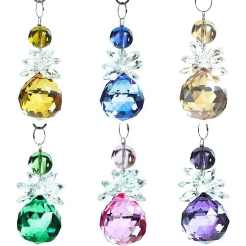 1PCS Crystal Ball Hanging Pendant DIY Ornament Wedding Home Decoration Window Hanging Rainbow Pendant Home Light Garden Decor