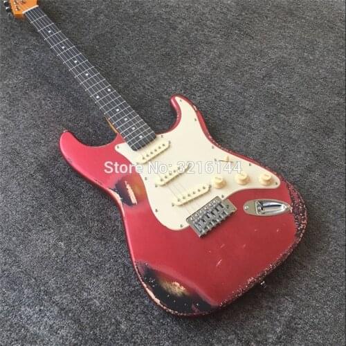 IStock, metal red set sunset antique electric guitar, real photos, free of freight, can be customized and modified