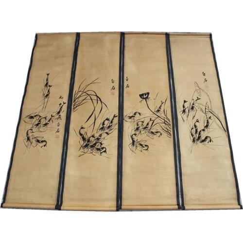 Mr. Qi Baishis shrimp painting central hall decorated with four screens