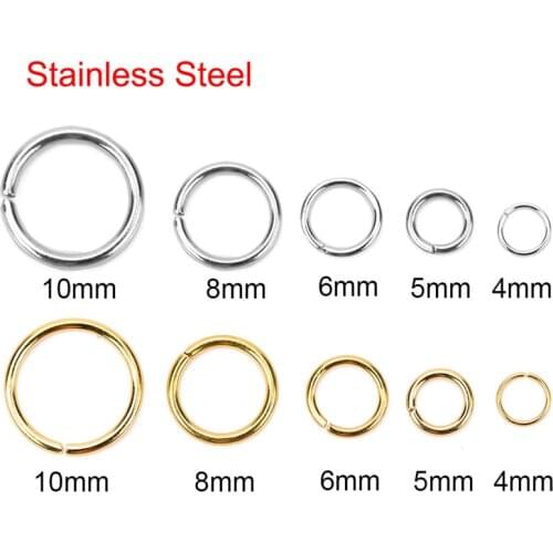 50/100pcs Stainless Steel Open Jump Rings 4/5/6/8/10mm Strong Split Rings Connectors For Necklace Bracelet Jewelry Accessories