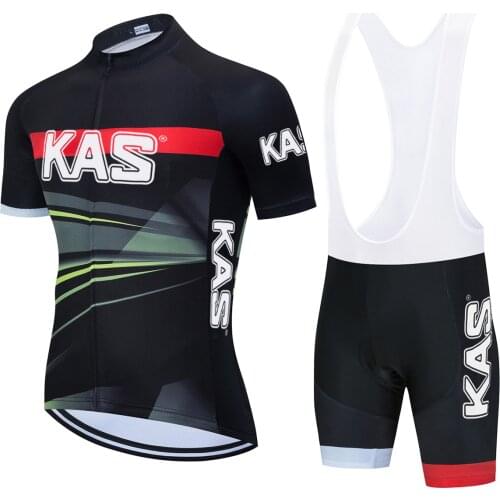 Team KAS Cycling Bicycle Jersey Set Spain Cycling Bib Pants 2021 New Short Sleeve Anti-UV Breathable MTB Mountain Bike Shirts