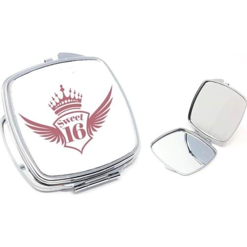 Sweet 16 Makeup Cosmetic bag travel Compact Mirror 16th 16 Years Old Sixteen Birthday Anniversary decoration Gift present