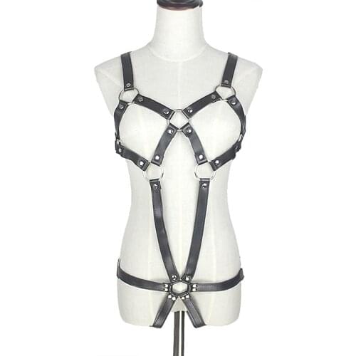 PU Leather Open Crotch Catsuit Teddy Sexy Lingerie for Women Sex Bondage Restraint Harness Crotchless Fetish Erotic Costumes 299