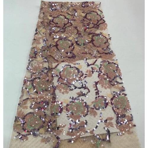 2020 High Quality French Nigerian Sequins Net African Tulle Mesh Sequence Lace Fabric For Dress 5yards/Lot RL1224
