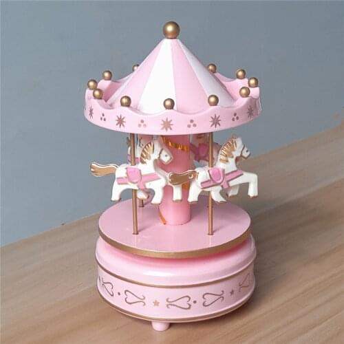 MagiDeal Wooden Horse Merry-Go-Round Carousel Music Box Toy Birthday Gifts