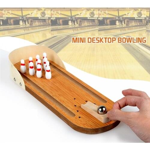 DIY Mini Bowling Games Bowling Model Wooden Miniature Bowling Ball Set for Kids Adults Party Fun DIY kid toy child free shipping