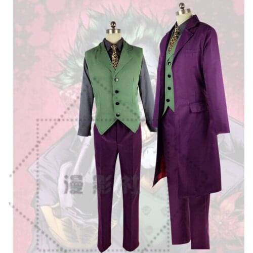 The Dark Knight Mens Joker cosplay Costumes Heath Ledger Cosplay Suits Purple Jacket Full sets for carvinal dancing party
