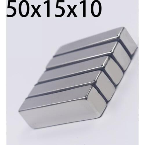 1/2/5Pcs 50x15x10 Neodymium Magnet 50mm x 15mm x 10mm N35 NdFeB Block Super Powerful Strong Permanent Magnetic imanes