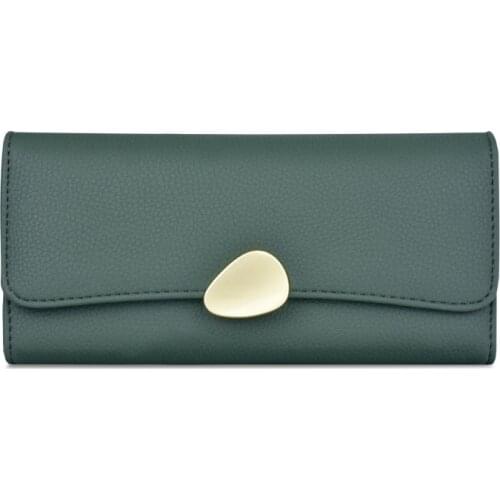 2021 New Luxury Lychee Pattern Shell Button Large Capacity Womens Wallet Hand Long Bag Credit Card Wallets Card Holder Purse