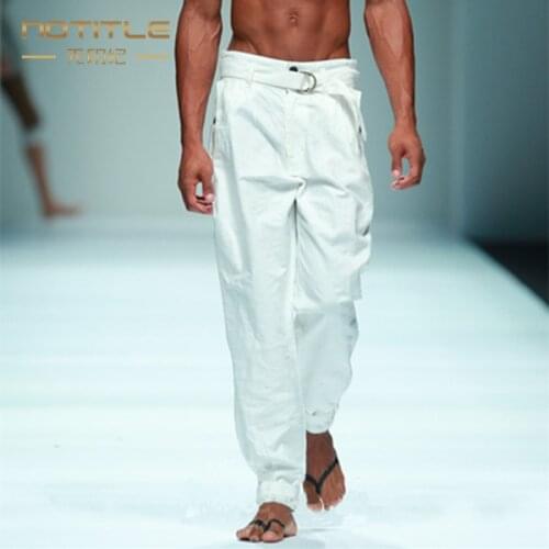 27-44 New 2019 Mens clothing fashion casual pants straight trousers commercial loose thin white plus size Singer costumes