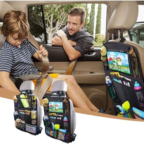 DUTRIEUX Car Backseat Organizer Touch Screen Tablet Holder 9 Storage Pockets Kick Mats Car Seat Back Protectors Car storage bag