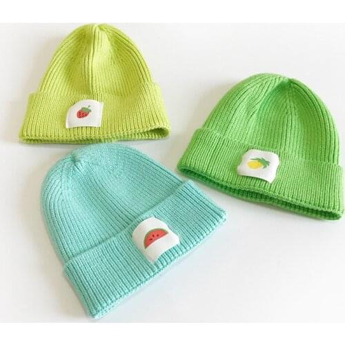 Autumn Winter Warm Children Kids Beanie Hat Caps Cute Fruit Baby Girls Boys Hats Multi Candy Color Woolen Yarn Crochet Knit Cap