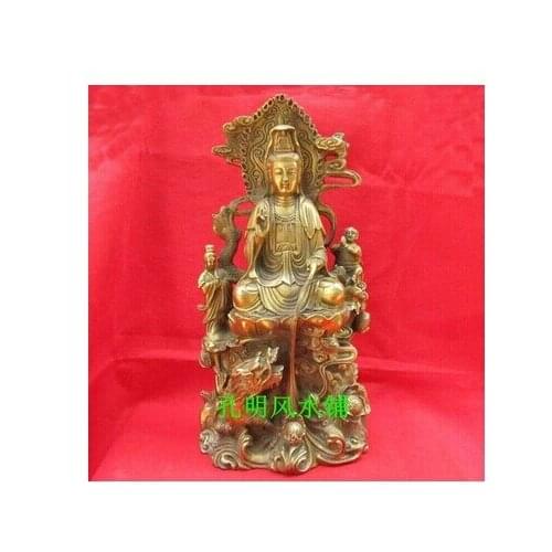 Open Everbright No. copper Boy worship Guanyin Bodhisattva Guanyin riding a dragon evil security and peace