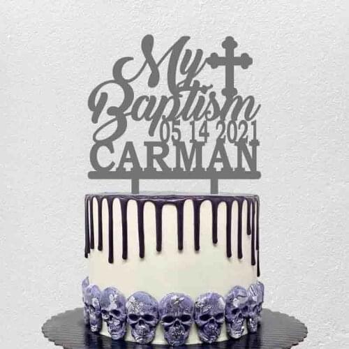 Personalized Baptism Party Cake Topper My Baptism Customized Name Date For Kids Baptism Party Cake Decoration Topper
