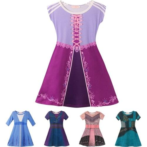 Princess Girls Dress Descendant Uma Mal Audrey Cosutme Girl Cosplay Dress Kids Cotton Clothes for Halloween Fancy Party